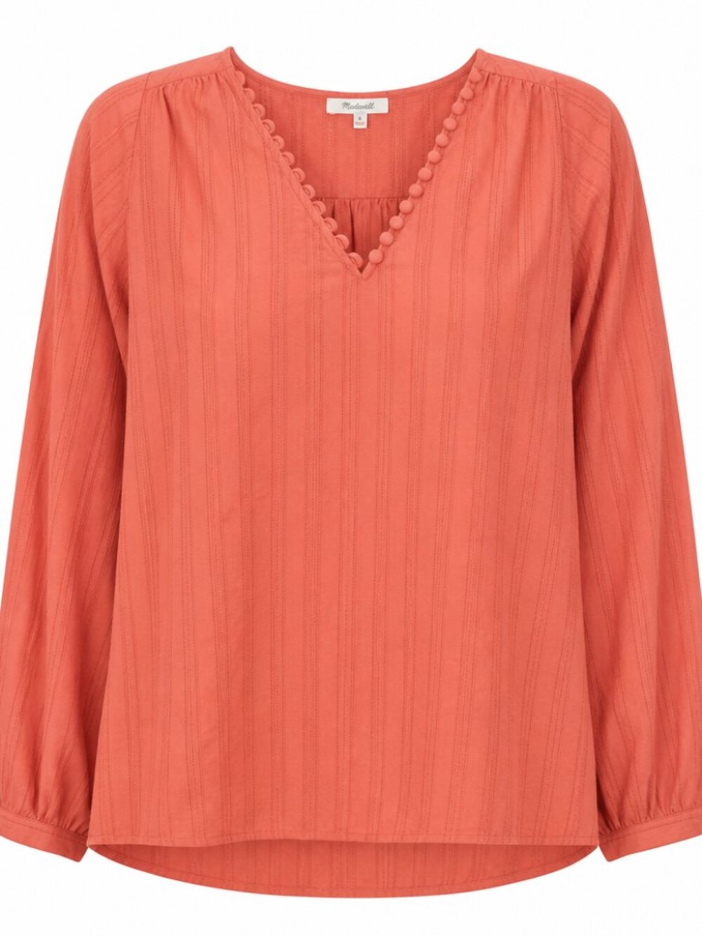 Madewell Puff Sleeve Orange Peasant Boho Cotton Embroidered Stripe Blouse medium